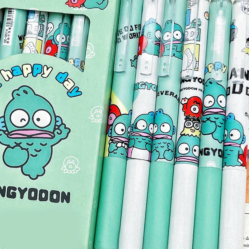 12Pcs Kawaii Sanrio Hangyodon Press The Gel Pen 0.5 Anime Figure Smooth and Quick Drying Ins Style forniture per studenti regalo per ragazza