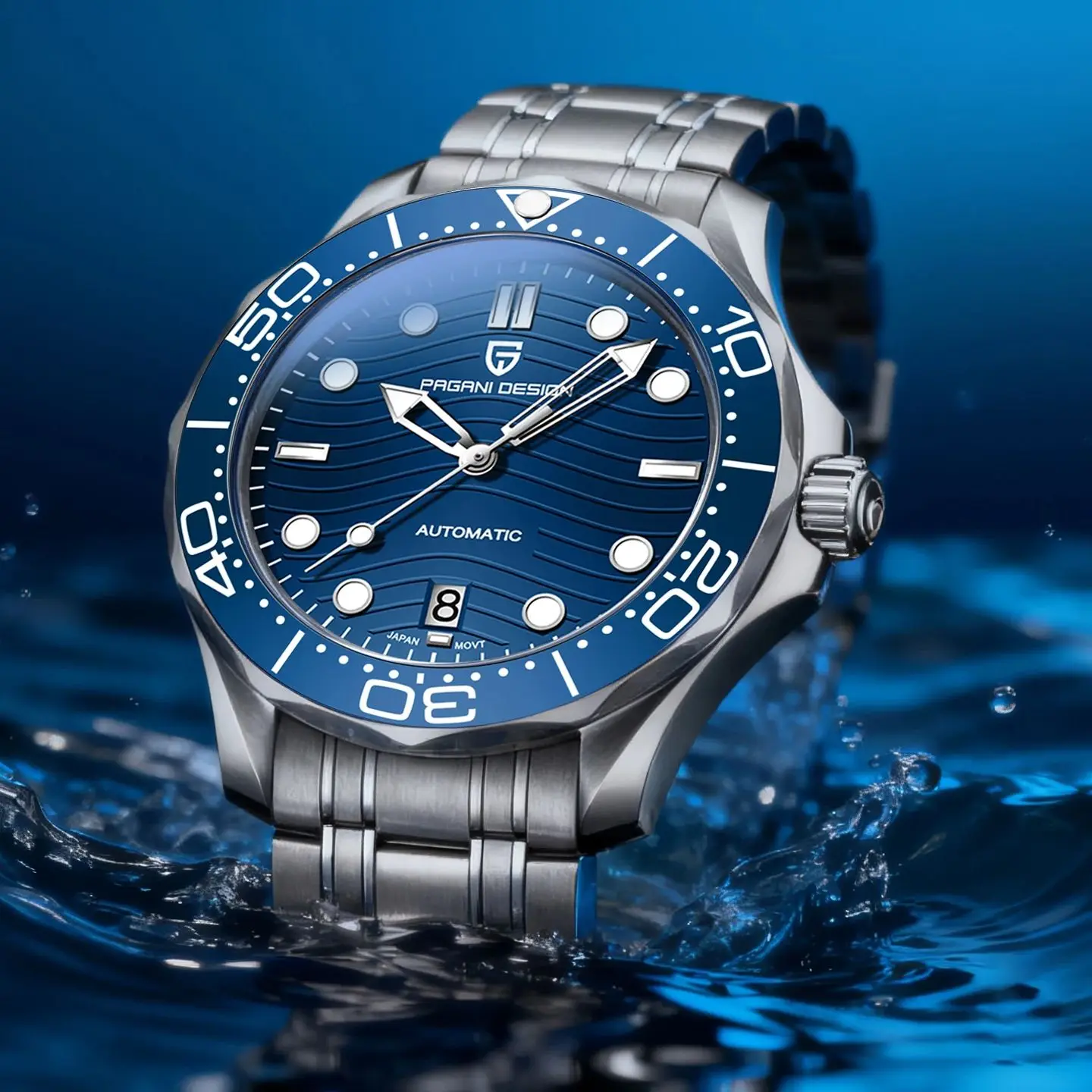 PAGANI DESIGN Blue Waves Diving Watch 40mm Automatic Men's
