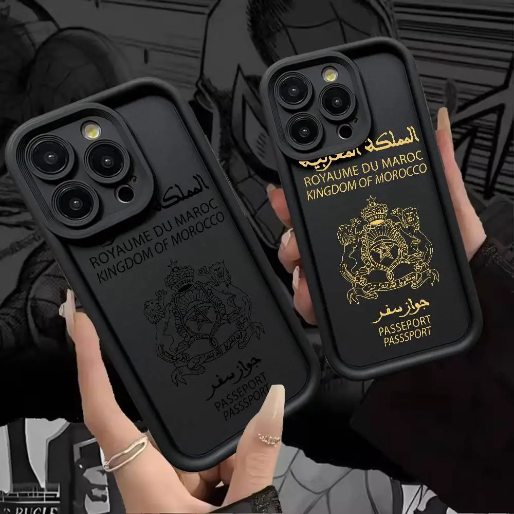 Marokko Reisepass-Handyhülle, Silikon-Handyhülle für iPhone 17, Air 17, 16, 15, 14, 13, 12, 11 Plus Pro Max, stoßfeste Softcover