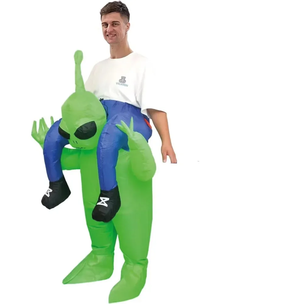Disfraz inflable de alienígena para hombres y mujeres, con diseño de soplador incorporado, un divertido atuendo de figura alienígena, ideal para fiestas de Halloween, carnavales, espectáculos y eventos temáticos.