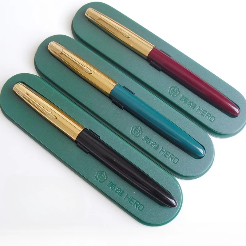 

Hero 616 Black Red Colors Fountain Pen Iridium Gold Stub F 0.5mm Nib Ink Pen Writing Practice Student Office Shipping Stationery