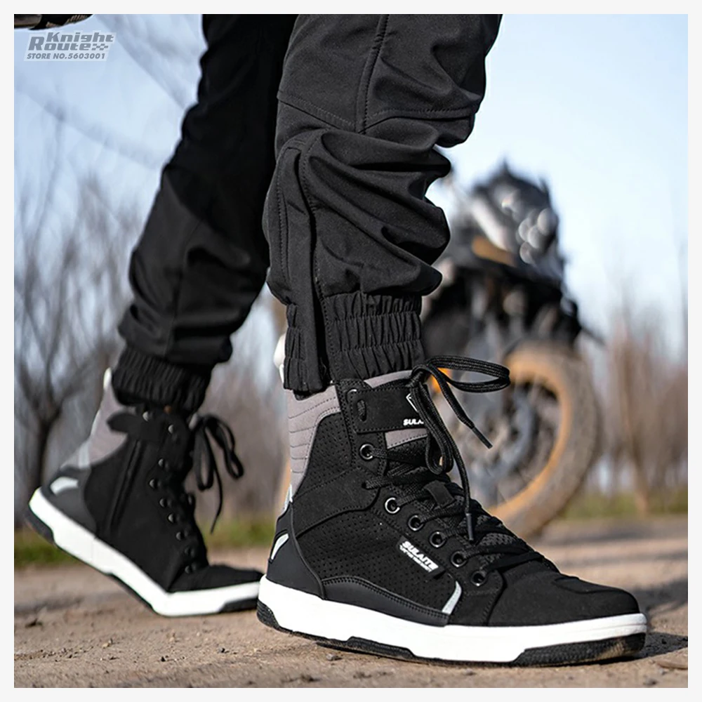 Men\'s Motorcycle Shoes Four Seasons Motorbike Gear Shift Breatheable Anti-fall Rider Road Racing Biker Boot Casual Shoes Boots