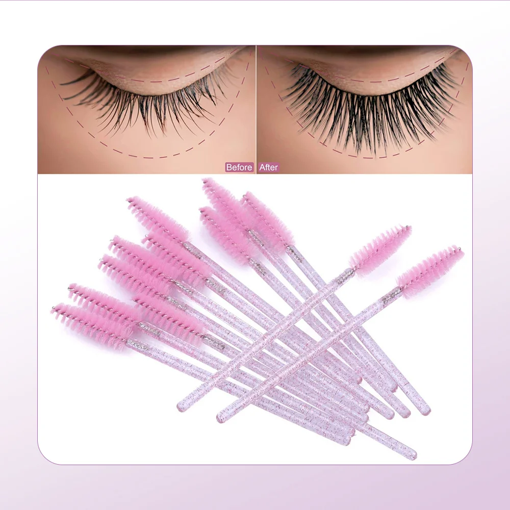 Groothandel borstel make-up tools 50 stuks kam wegwerp mascara individuele 18 kleuren applicator toverstaf wimperborstel