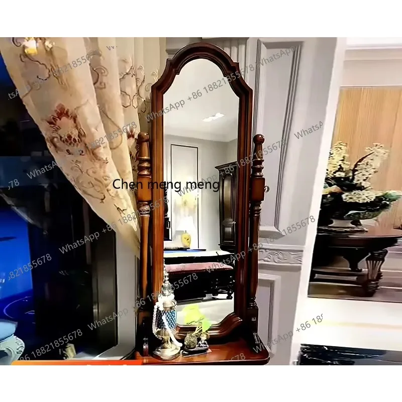 American solid wood dressing mirror, simple bedroom, large full-body mirror, European floor mirror