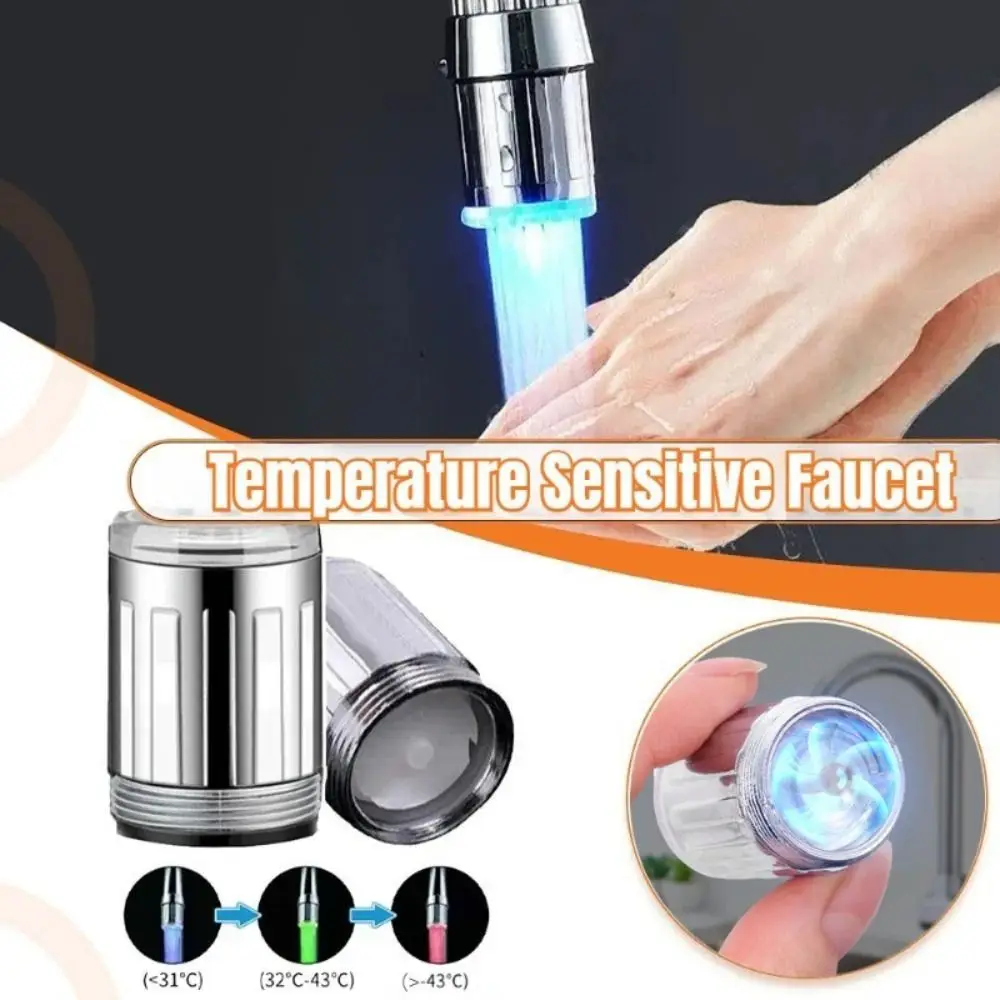 3 Colors Change Automatically Temperature Sensitive Faucet Adjustable Creative LED Faucet Luminous Faucet for Kitchen Bathroom