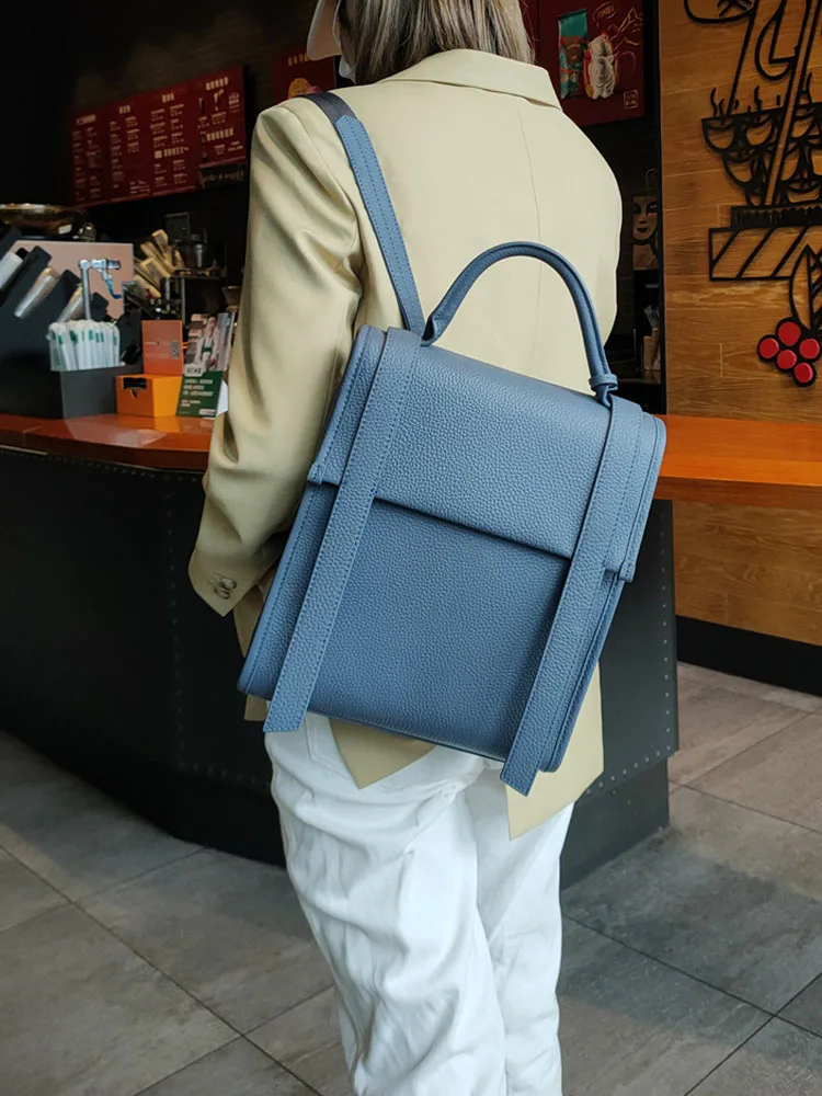 Zaino da donna in vera pelle stile Preppy adolescente ragazze borsa per Laptop zainetto moda borsa da viaggio Casual di alta qualità