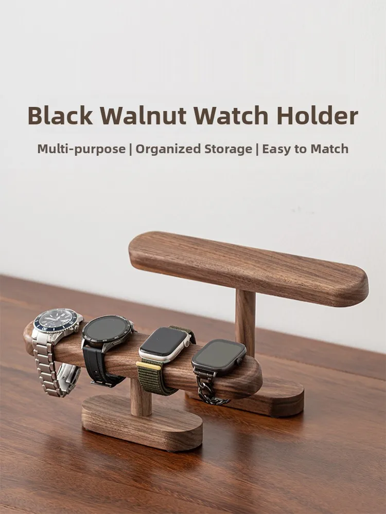 

High-End Bla Walnut Wood Watch Stand Real Wood Watch Display Storage Ra Bracelet Nelace Holder Jewelry Organizer