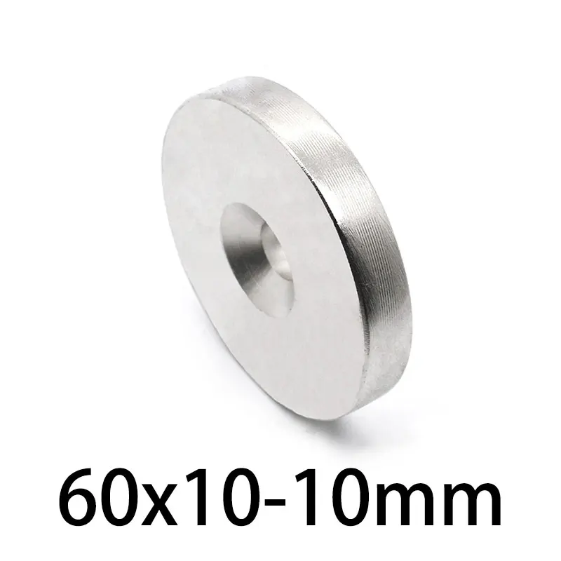 

1/2PCS 60x10-10mm N35 Strong Ring Magnet Countersunk Rare Earth Neodymium Magnets Permanent Magnet 60x10 Hole 10mm