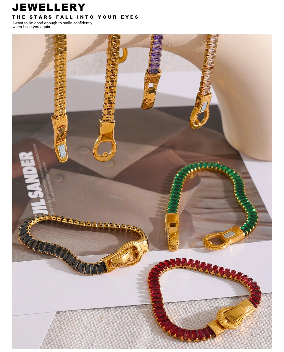 Yhpup Luxus Bunte Zirkonia Edelstahl Gürtelschnalle Armband Armreif Bling Stilvoller Einzigartiger Wasserdichter Modeschmuck – Detail 16