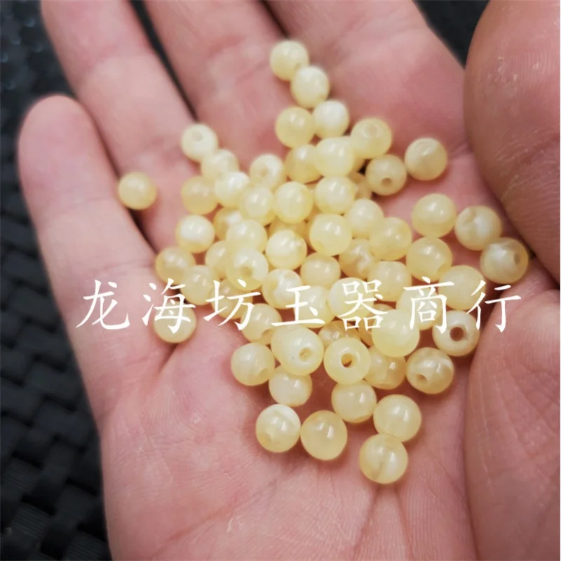 Ornament Scattered Beads Imitation Beeswax Loose round Beads Scattered Beads Light Yellow Scattered BeadsdiyBracelet Necklace Ac