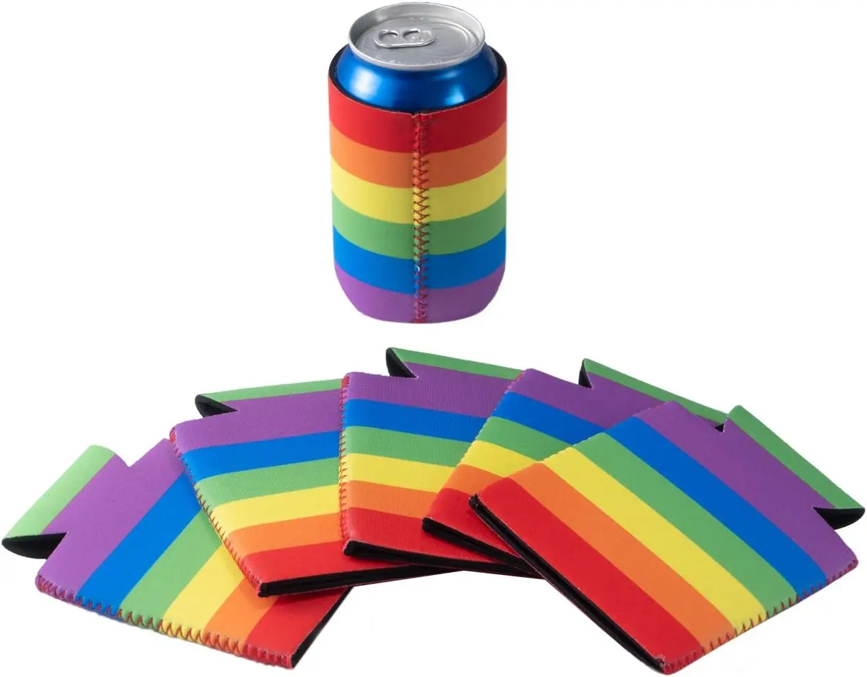 

10 Pack Can Coolers Sleeves Neoprene Vertical stripes Can sleeve Blank Beer Drink Coolies for Weddings, Parties, Events