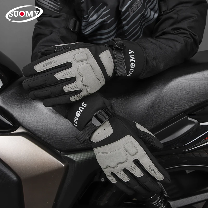 SUOMY Women Pink Autum Winter Motorcycle Gloves Waterproof Thermal, Soft Shell Anti-Fall for Cold Weather Riding Men Moto Gloves