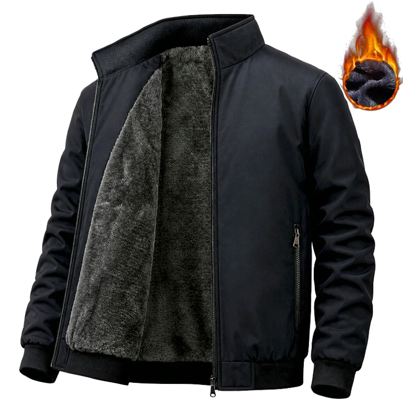 Warm Fleece Autumn Winter Jackets for Men Business Office Dress Coat Casual Men's Winter Jacket Solid Color Luxury Outerwear Man