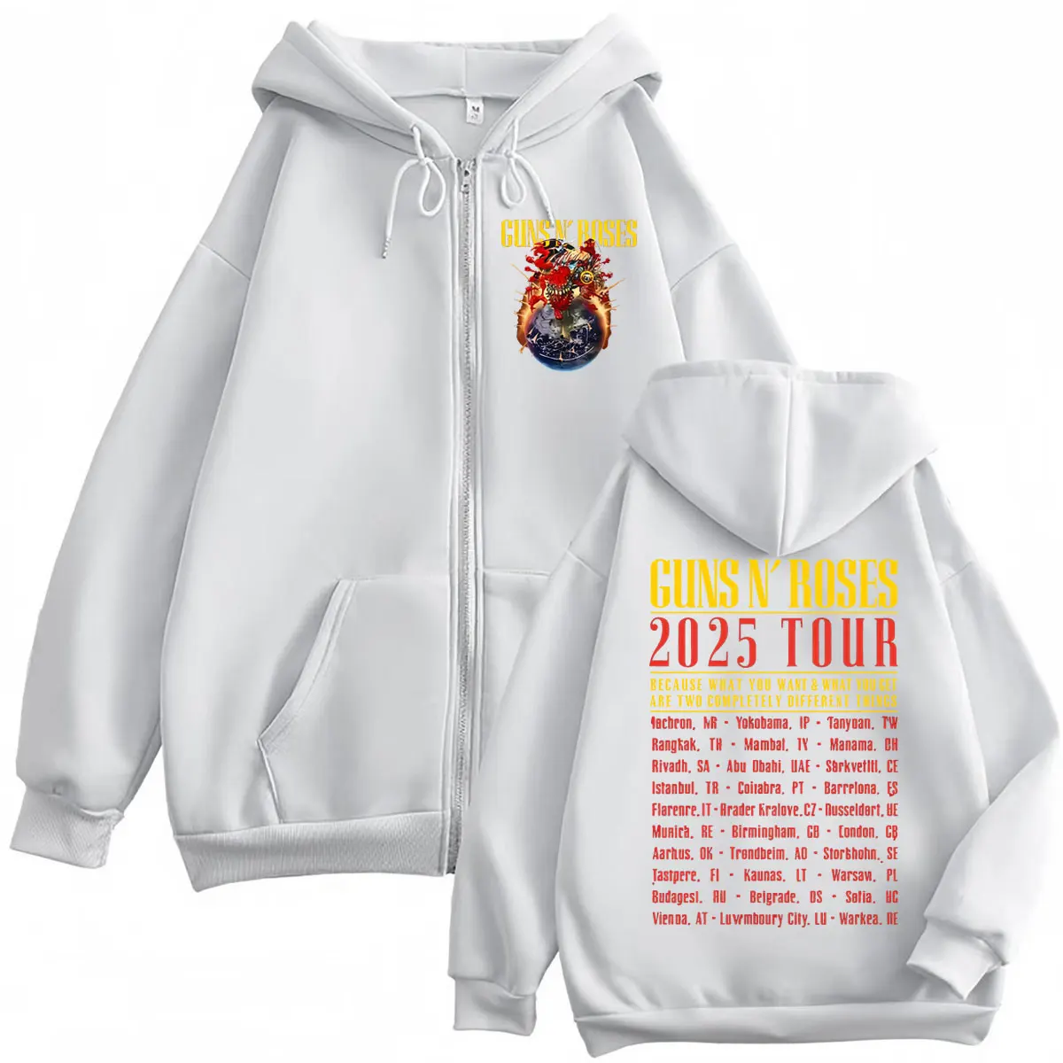 Guns N Roses 2025 Tour Zipper Hoodies Men Women Clothing Rock Hip Hop Zip Up Pullovers Fashion Y2k Oversized Hooded Sweatshirts