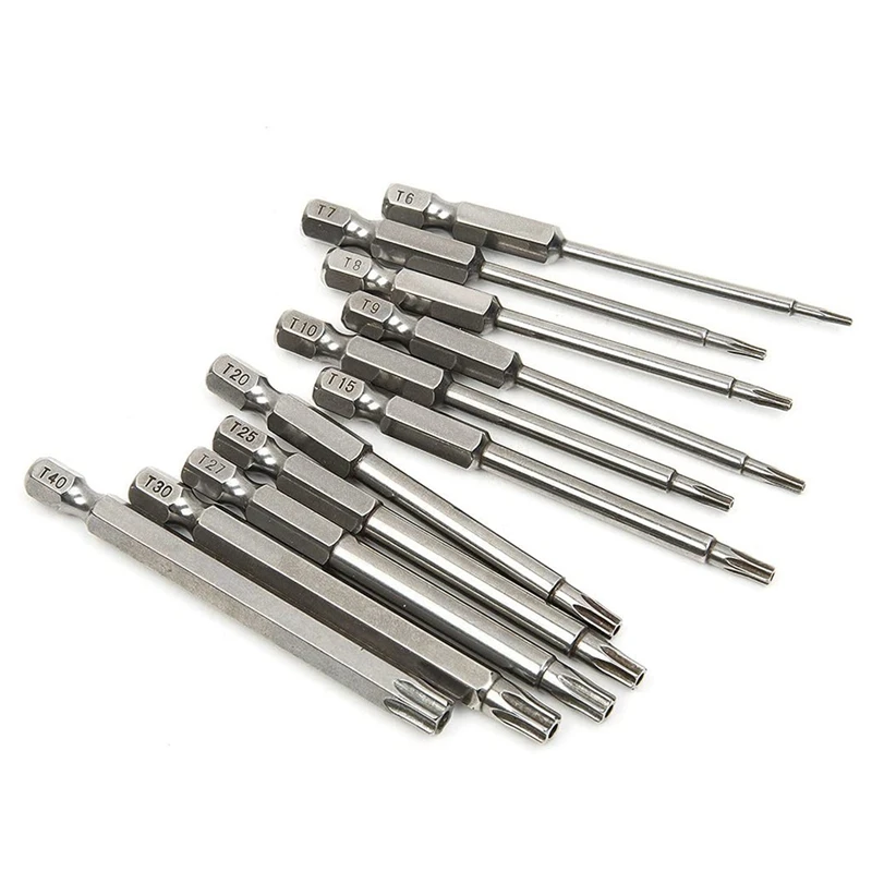 11 Pcs Magnetic T6-T40 Torx Head Screwdriver Bit Set Star 6 Point Screwdriver Drill Bits Tools 3 Inch Length