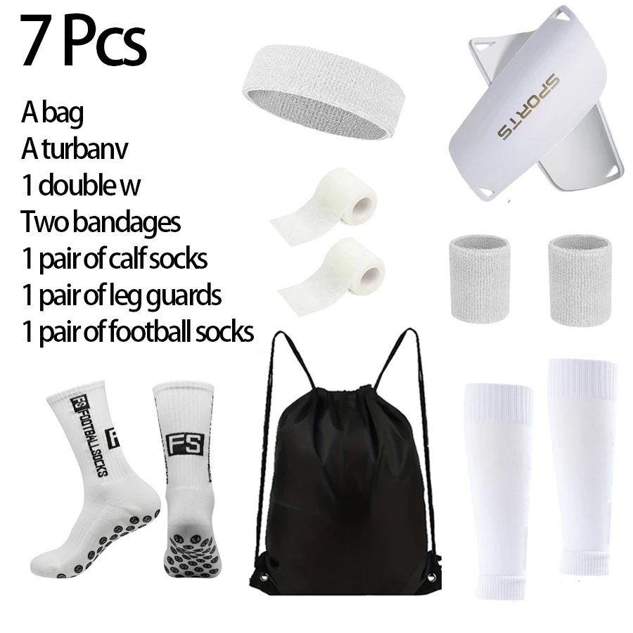 7 ensembles de chaussettes de sport, chaussettes de Football Loogdeel, Bandages de Football, bas de Compression, brassard, sac de Football, Turban