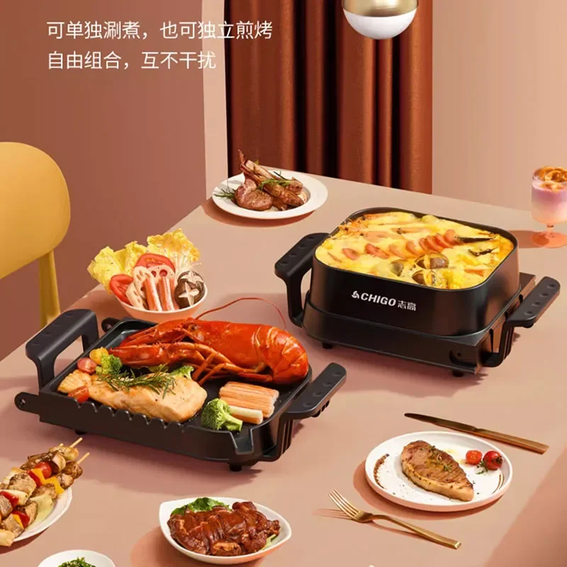 Electric Double Hot Pot Grill Food Dishes Vegetable Instant Noodle Chinese Hot Pot Functional Warmer Fondue Chinoise Cookware