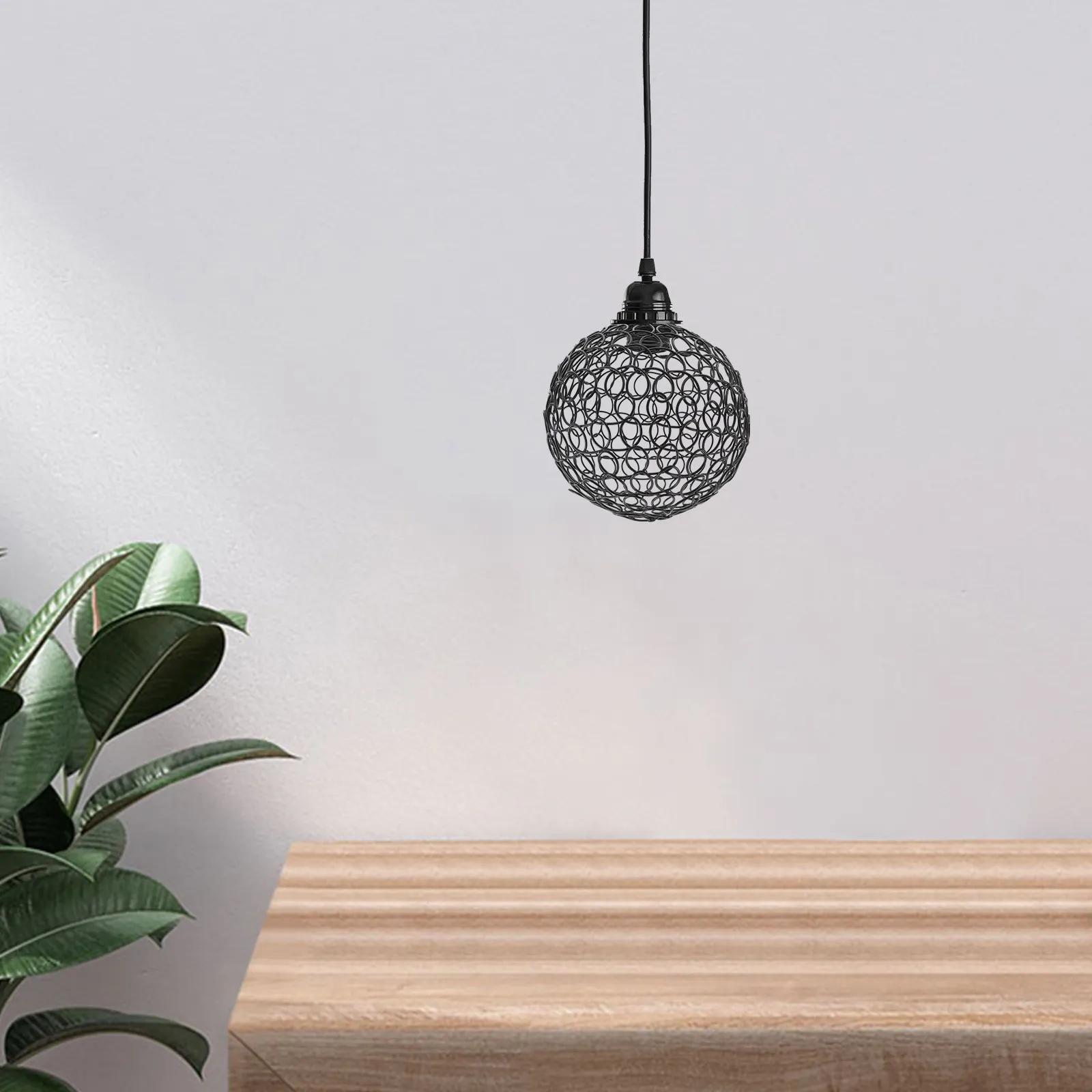 Vintage Cage Lampshade Electroplated Spherical Metal Wire Frame Easy Install Pendant Light Shade Ceiling Light Cover