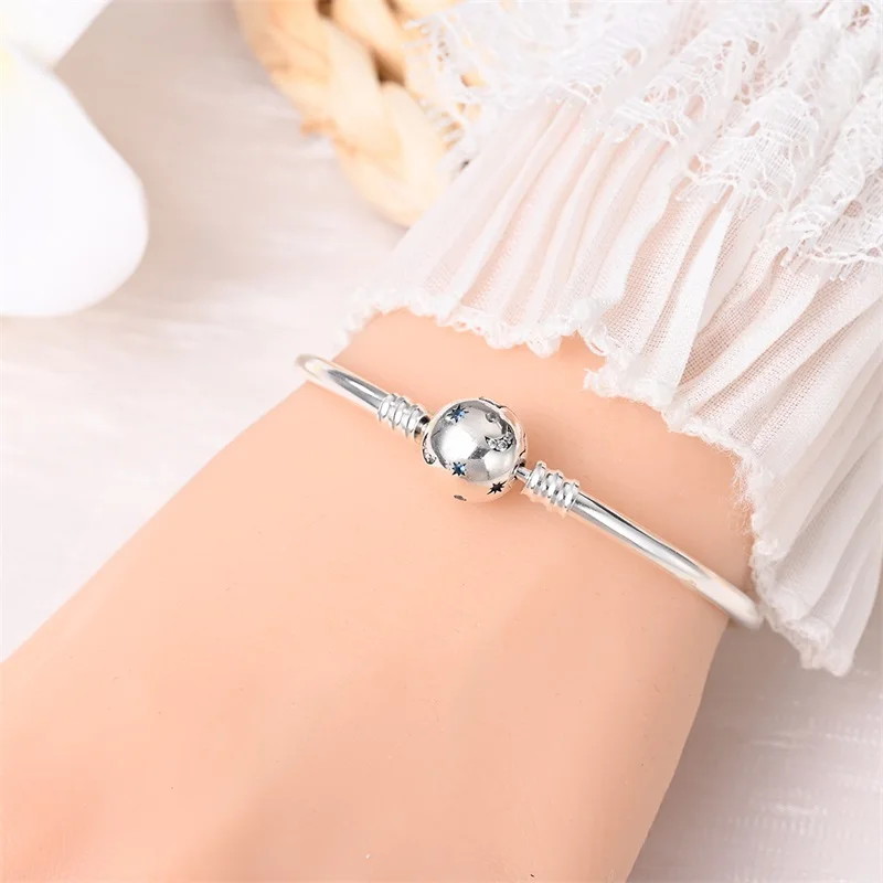 Original 17-20CM Silver 925 Bracelets Star Moon Starry Trajectory Cat Claw Love Zircon Bracelets Fit DIY Charms Birthday Jewelry