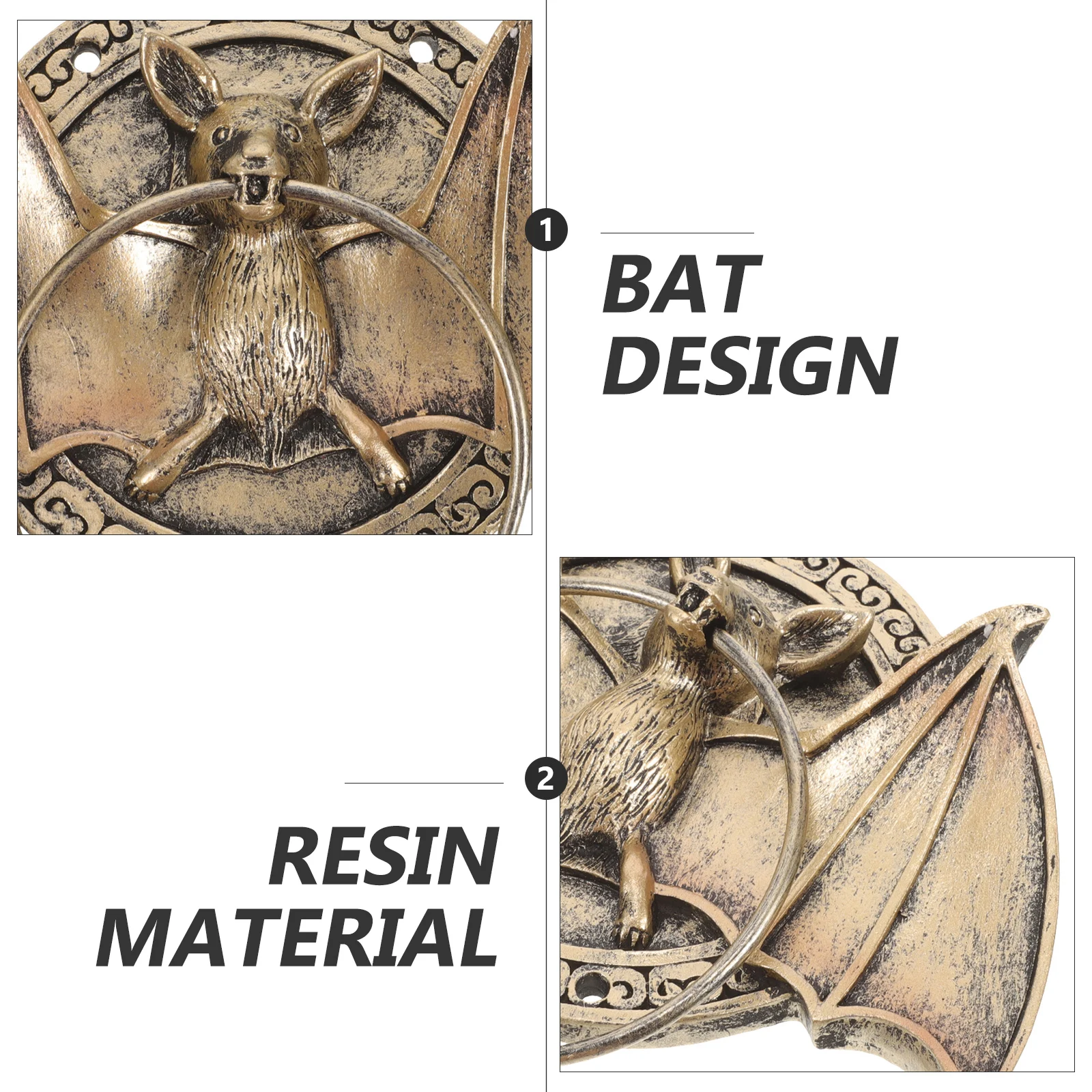 

Bat Knocker Resin Crafts Hardware Vintage Front Door Handle Knockers Decor Black Color Outdoor Door Accessory Part