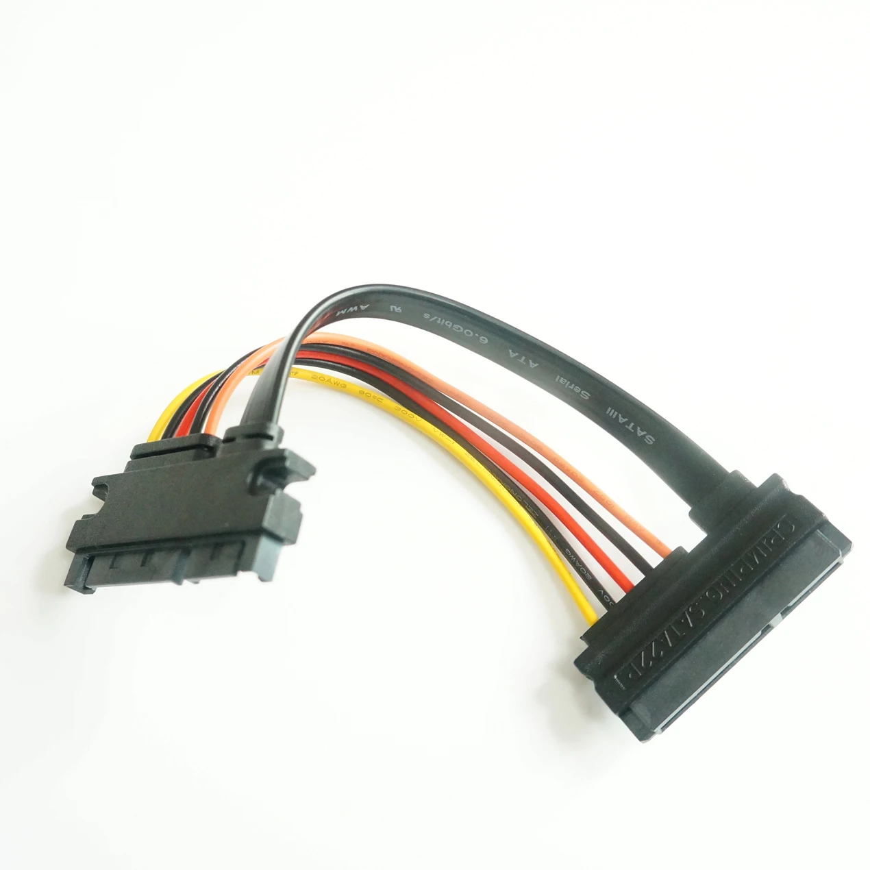 Przedłużacz SATA 10cm 22Pin, Sata męski na żeński 7Pin + 15Pin danych i 3.3V Power Combo przedłużacze