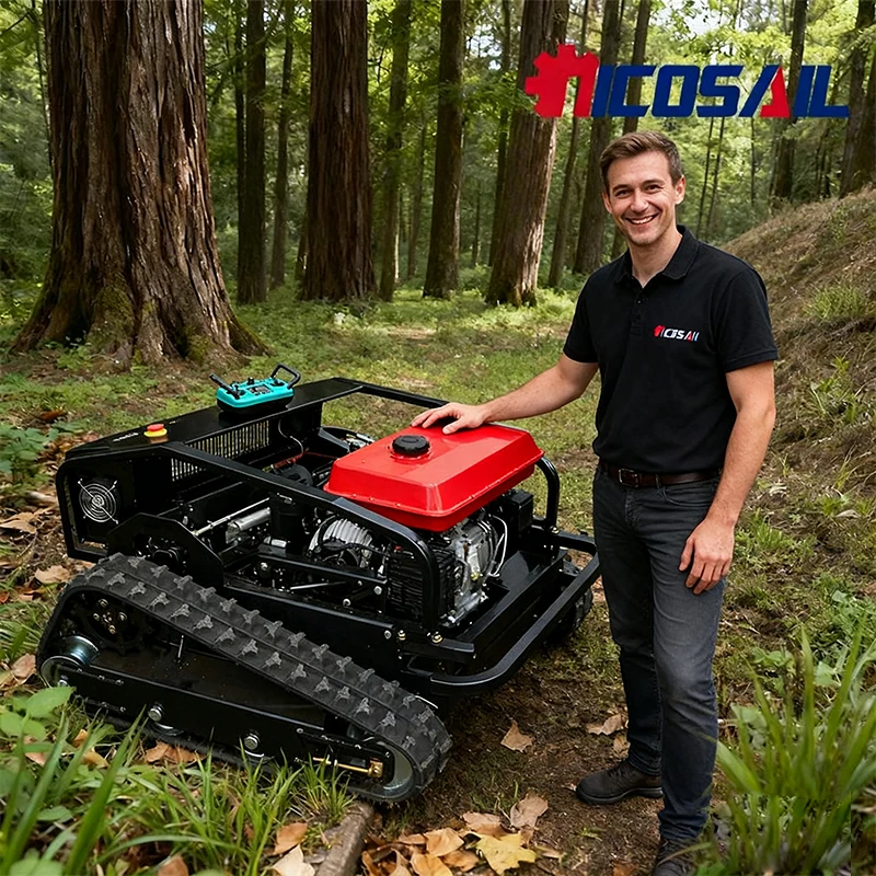 Хит продаж, маленькая гусеничная газонокосилка с дистанционным управлением, фермерская автоматическая газонокосилка, простая коммерческая газонокосилка