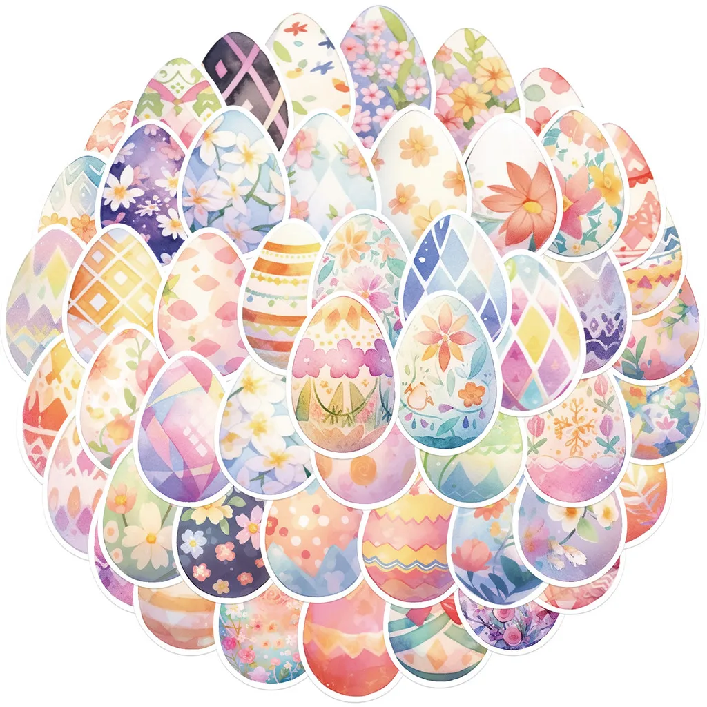 50-Piece Festive Original Non-Infringing Easter Series Watercolor Egg Stickers - DIY Waterproof Decor Giajar Sticker Store