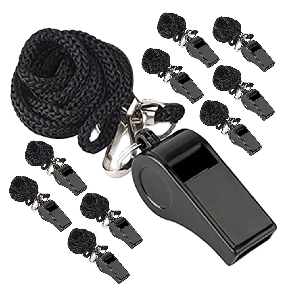 

10Pcs Whistle Plastic Loud Durable Emergency Survival Whistle Keychain Pendant Outdoor Sports Referee Basketball Soccer