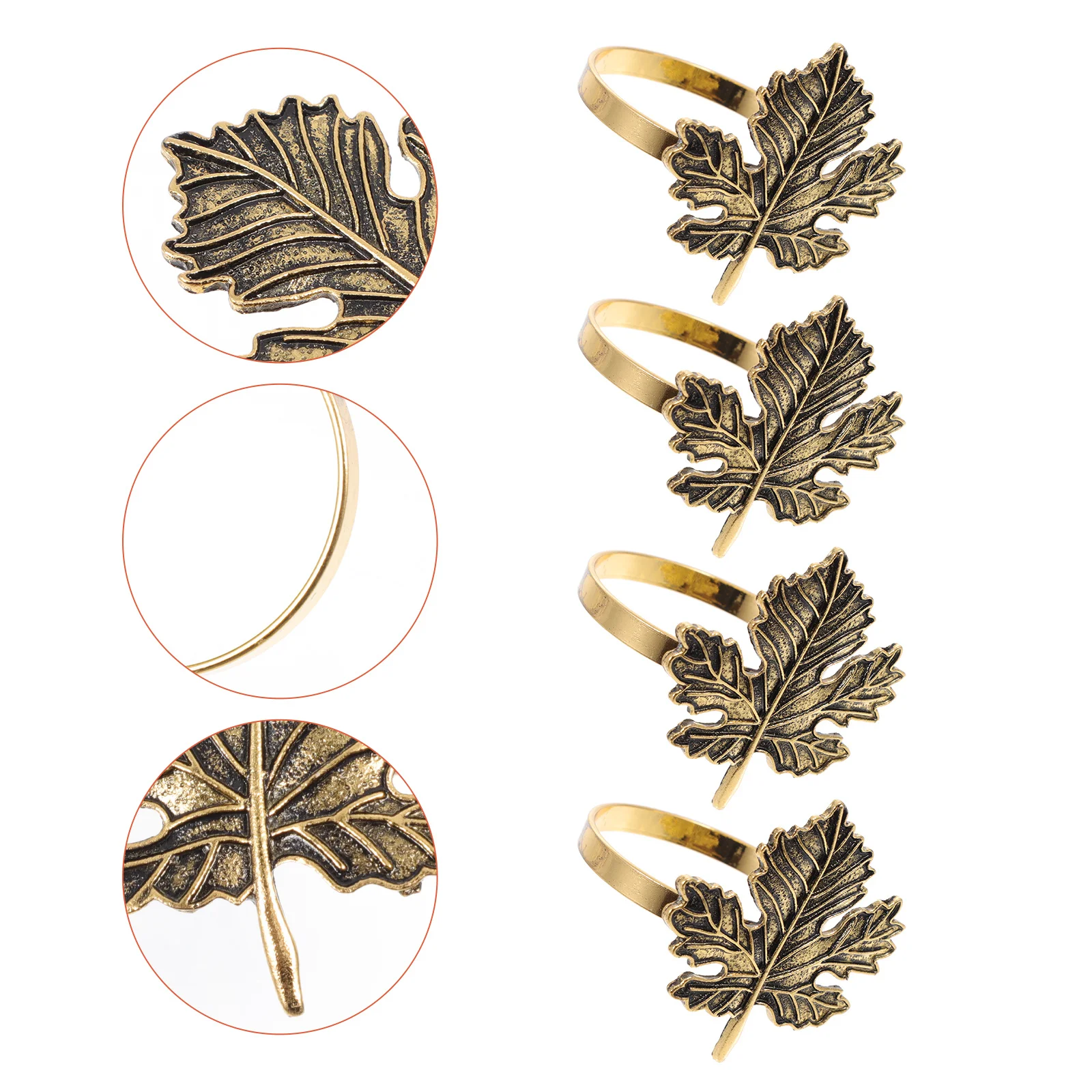 

4Pcs Maple Leaf Napkin Rings Festive Table Decor Elegant Dining Decoration for Thanksgiving Birthday Anniversary Gathering