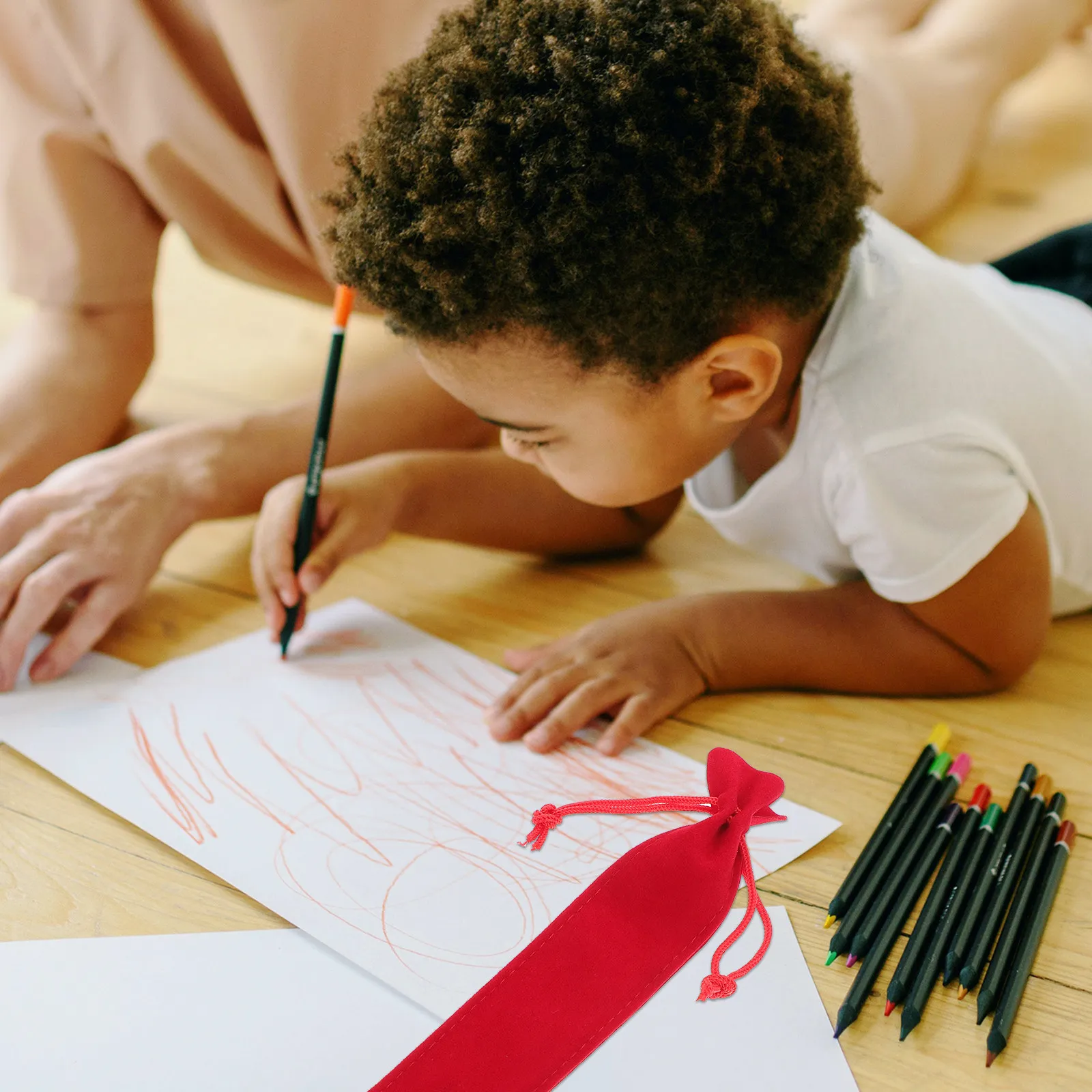 

20Pcs Pen Bag Single Size Design Holds 1 Pen Ideal Gift Packaging Drawstring Pouch for Pens Pencils Ballpoint Organizer Red