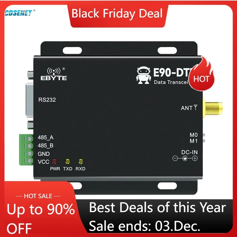 433MHz Wireless Digital Radio CDSENET E90-DTU(400SL33) Automatic Relay 33dbm 16km RS485 RS232 Modbus LBT RSSI SX1262 SX1268