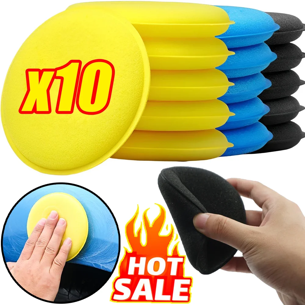 

10Pcs Round Car Waxing Polish Wax Foam Sponge Colorful High Density Cleaning Applicator Sponge Pads Auto Clean Tool Accessories