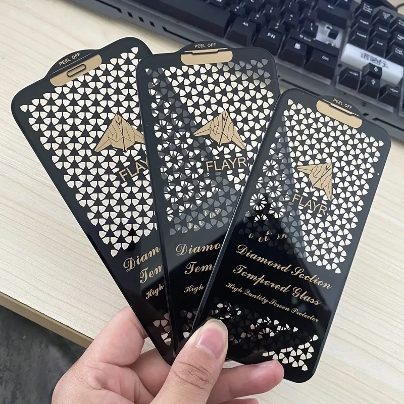فاخر الزجاج المقسى آيفون 17 برو ماكس 17 الهواء 15 16 14 برو ماكس 15 plus 12 13 mini 3D الماس حافة الترا HD واقي للشاشة