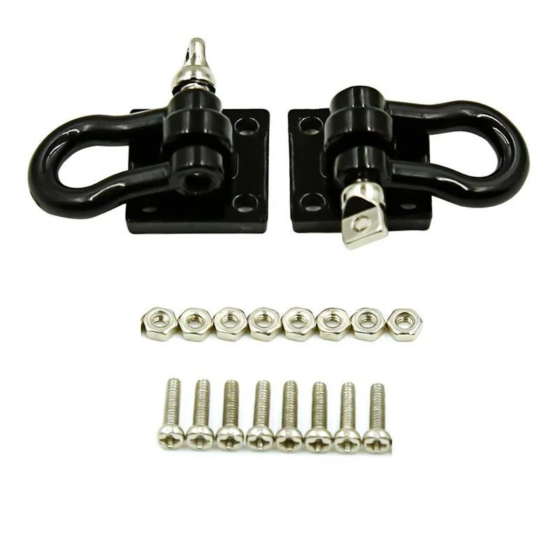 16Pcs Trailer Towing Buckle Tow Hooks Metal Climbing Trailer Shackles For 1/10 RC Car Truck Climbing Car (Black)