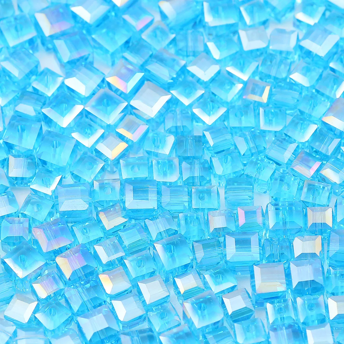 30-200pcs 2/3/4/6/7mm Lake Blue AB Austrian Faceted Crystal Glass Square Spacer Beads For Jewelry Making DIY Bracelets Necklaces