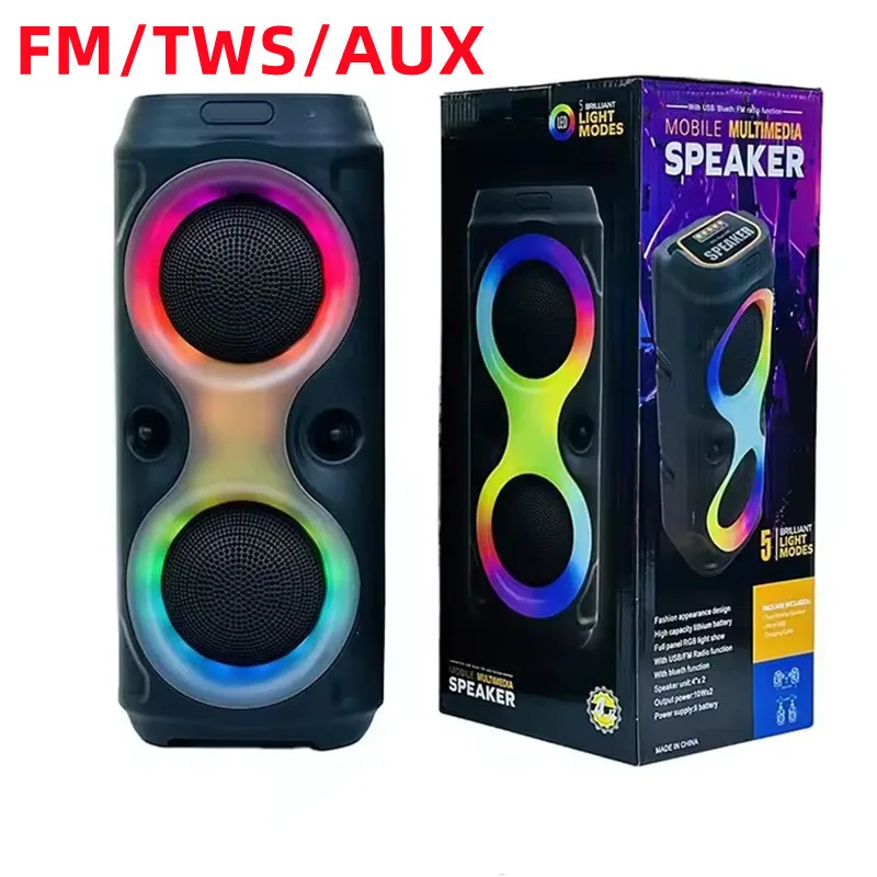 

High Power Home Karaoke Partybox Wireless Bluetooth Speakers Outdooor Heavy Bass Subwoofer Portable Soundbar RGB Lights FM/TWS