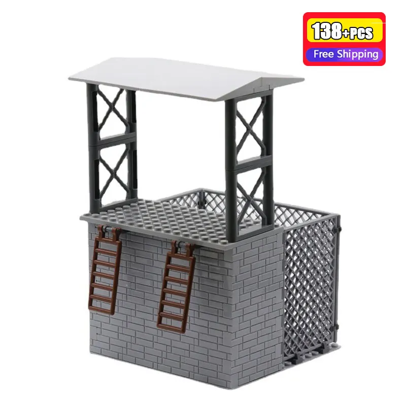 138Pcs Military Base Watchtower Building Blocks Army Guard Post Observation Tower Bricks Set MOC Construction Toys Gift For Boys