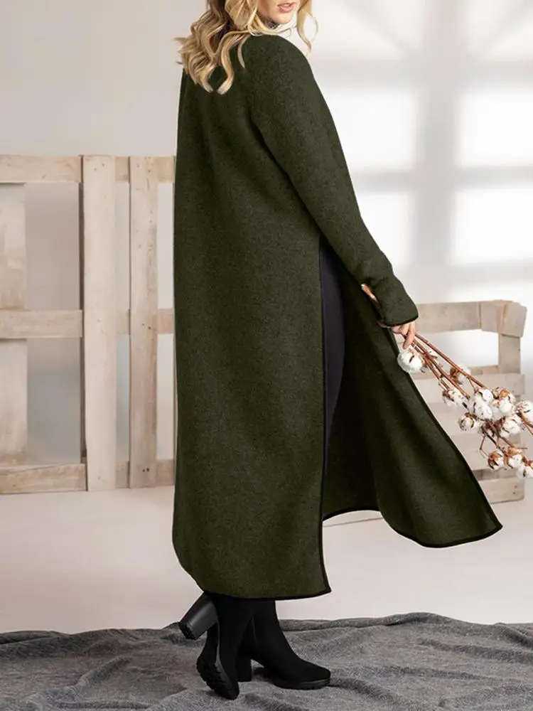 Plus Size 5XL VONDA Vintage Long Dress 2024 Autumn Women Pullover Sweatshirt Vestidos Casual Thin Solid Color Split Midi Robe