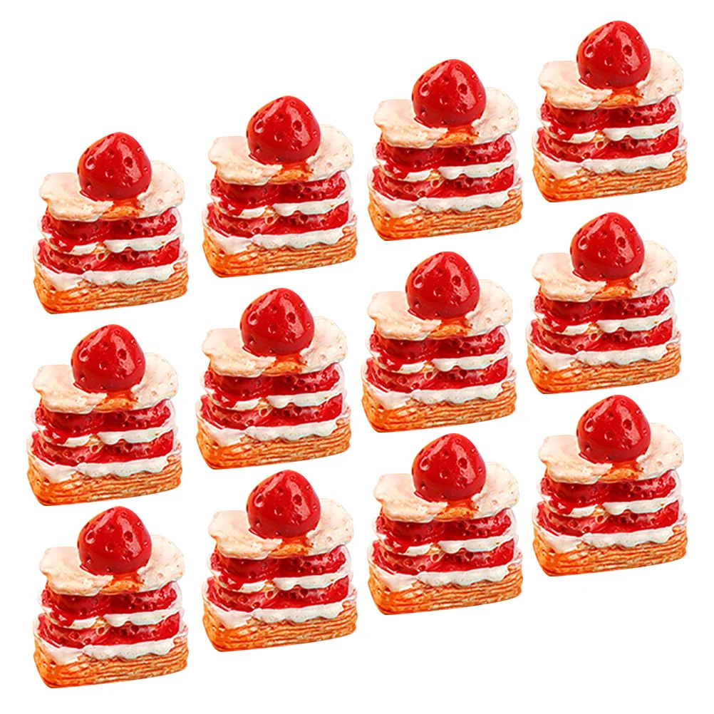 

12Pcs Mini Dessert Cake Decor Compact Delicate Adornment for Mini House and Lovely Display Function Miniature Cake