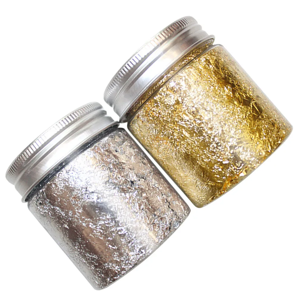 

Minsissy 2 шт. наклейки для ногтей блестящая фольга советы клейкие блестки декоративные хлопья золотая банка украшения