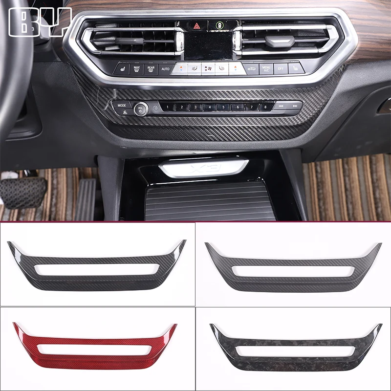 For BMW X3 G01 2022 real carbon fiber car central control volume knob frame decorative cover interior modification accessories