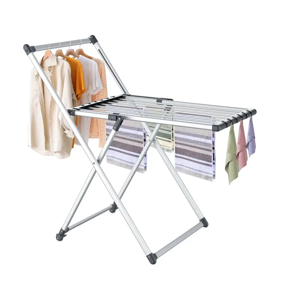 Drying Rack, Foldable Laundry Rack for Indoor Outdoor, 10pcs Sock Clips, Collapsible SpaceSaving Drying Rack for Clothes Towels