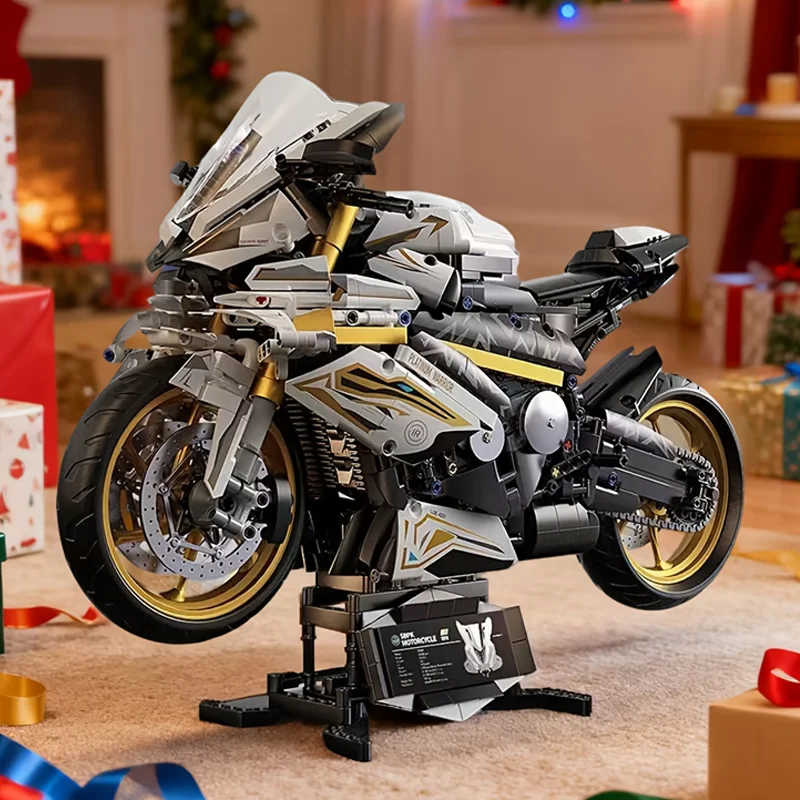 

1:5 Mechanical Motorcycle Desktop Decorations 2000+PCS Technology Racing Car Building Block Model Kid Toy Christma Birthday Gift