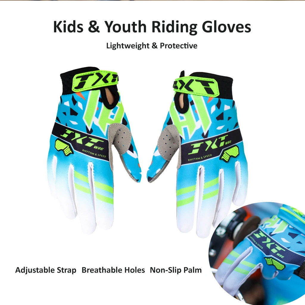 Children Full Finger Off Road Gloves Breathable Shock Absorbing Kids ATV Motocross MTB Dirt Bike Bicycle Riding Gloves Unisex