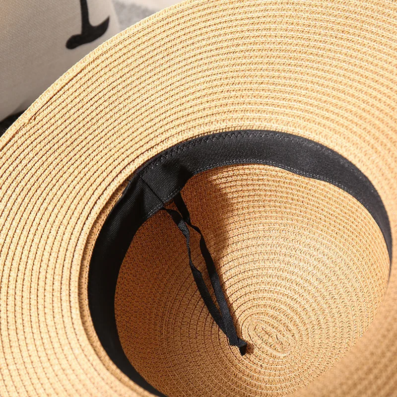 Outdoor Big Brim Bowknot Sun Hat Breathable Sun Protection Straw Hats For Men Women Summer Travel Sports Hiking Beach Caps