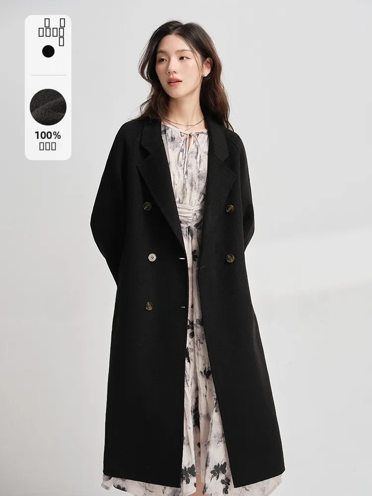 

Двустороннее шерстяное пальто Gansen, средней длины, женское, 100% чистая шерсть, качественная верхняя одежда, модное...