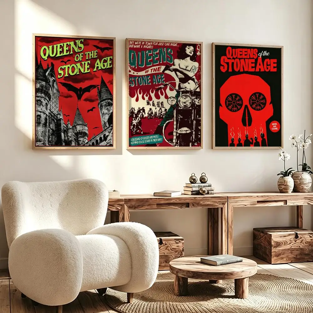 band Queens Of The Stone Age Poster Poster HD Waterproof Self Adhesive Wall Art Print Decor for Bedroom Living Room Gift