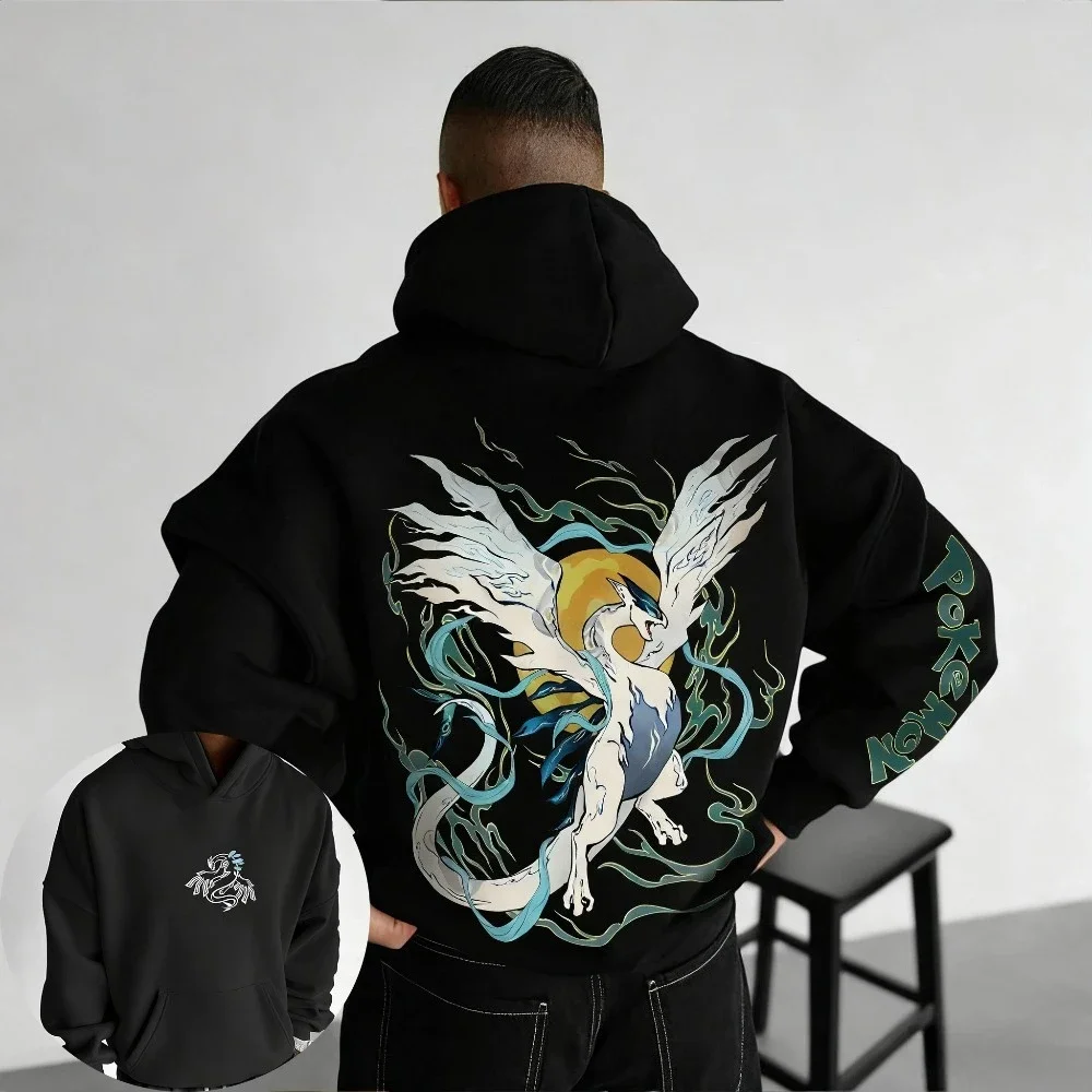 Pokémon Lugia Genuine Anime Printed Men's Pullover 2025 Autumn/Winter New Loose Casual American Hip Hop Parent-child Sweater Top