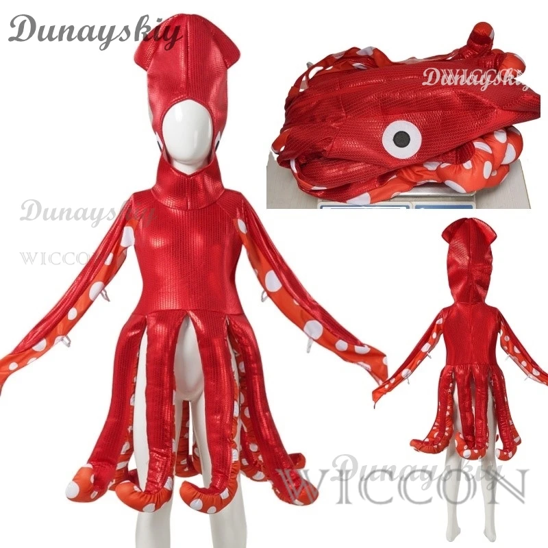 

Squid Cosplay Costume Kids Sea Creature Costume for Carnival Themed Party Masquerade Cos Clothes Halloween Costumes for Kids