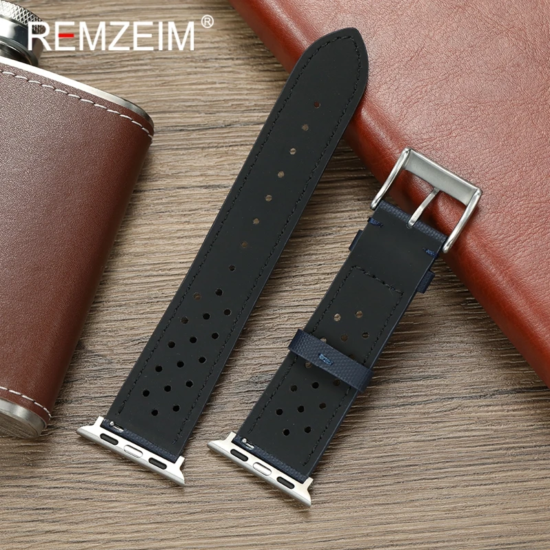 أساور معصم رياضية قابلة للتنفس لساعة أبل 1-10 SE Ultra Sailcloth حزام لساعة Iwatch 49/46/45/44/42/41/40/38 مللي متر